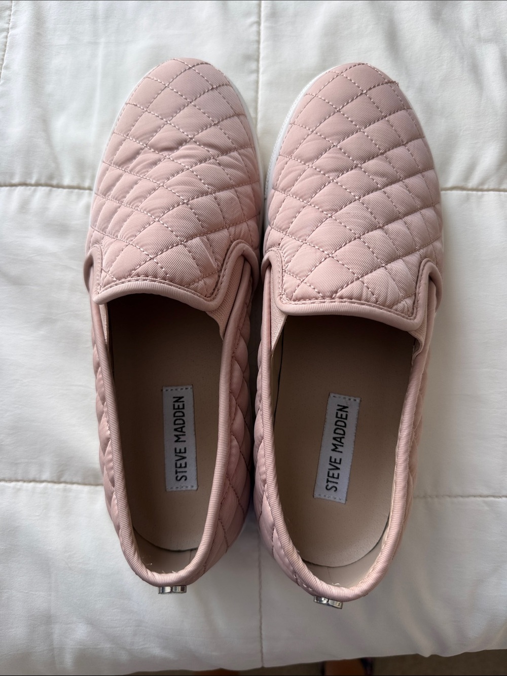 Steve Madden Quilted Slip-On Flats in Blush